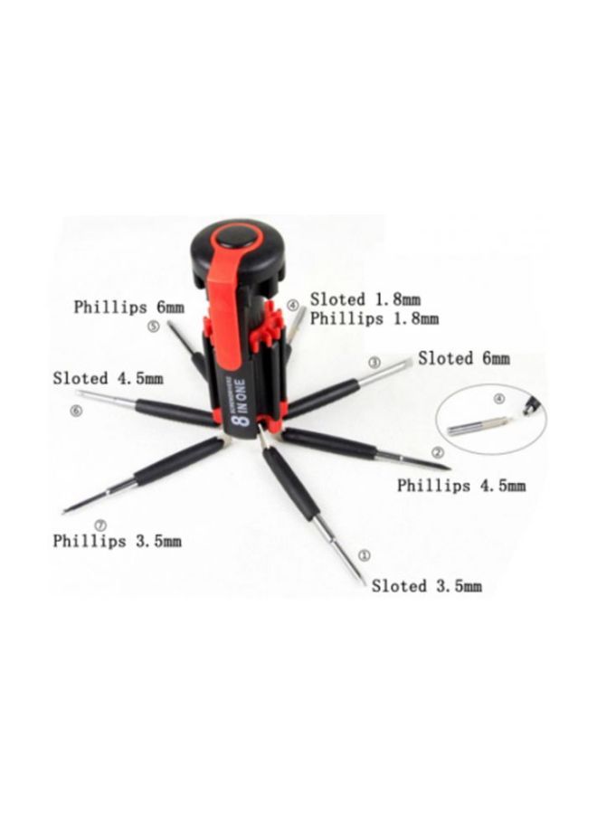 NIBEMINENT 8-In-1 Multi-Screwdrivers With Flashlight Black/Red  - Image 2