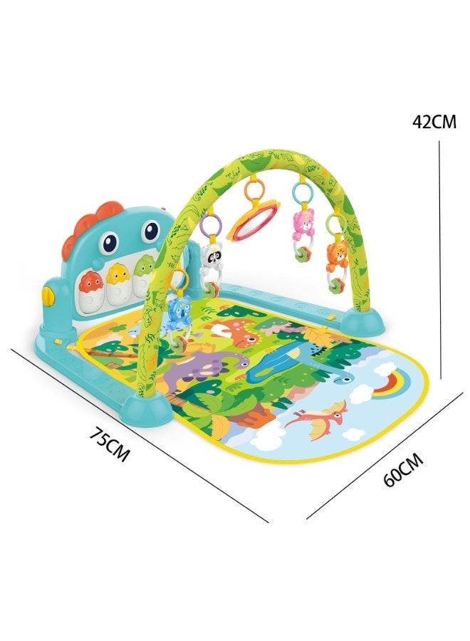 Kikibebe Dinosaur Pedal Piano with Music Mode – Cute Animal Pendants & Cartoon Forest Scene Pads – Blue - Image 1