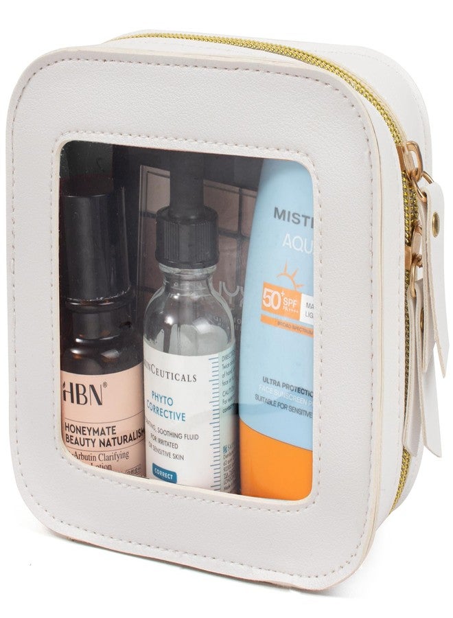 ليتغو حقيبة مكياج صغيرة من ليتجو، حقيبة مكياج شفافة، حقيبة سفر لطيفة، حقيبة يد، إكسسوارات أساسية للسيارة للنساء، منظمات أساسية للسفر (أبيض، صغير) - Image 1