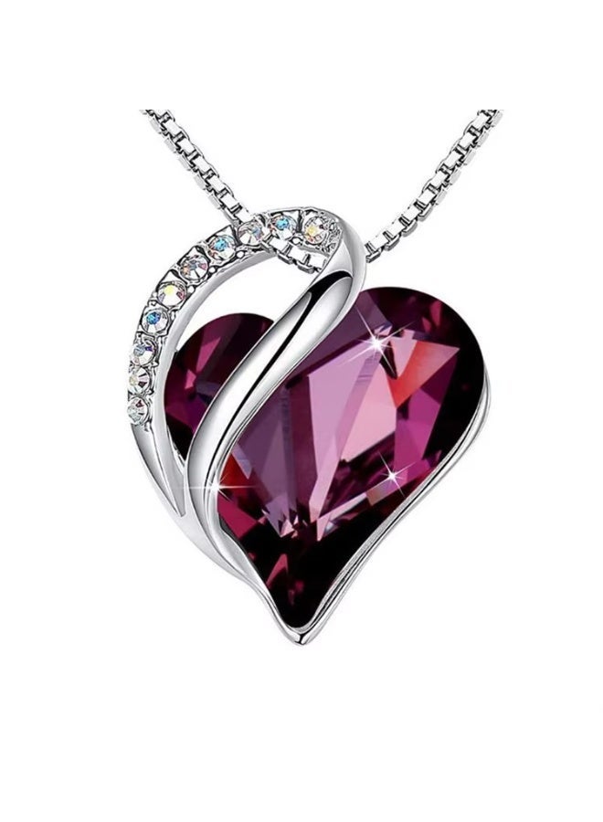 Infinity Love Heart Pendant Necklace with Birthstone Crystals Jewelry Gifts Necklace - Image 1