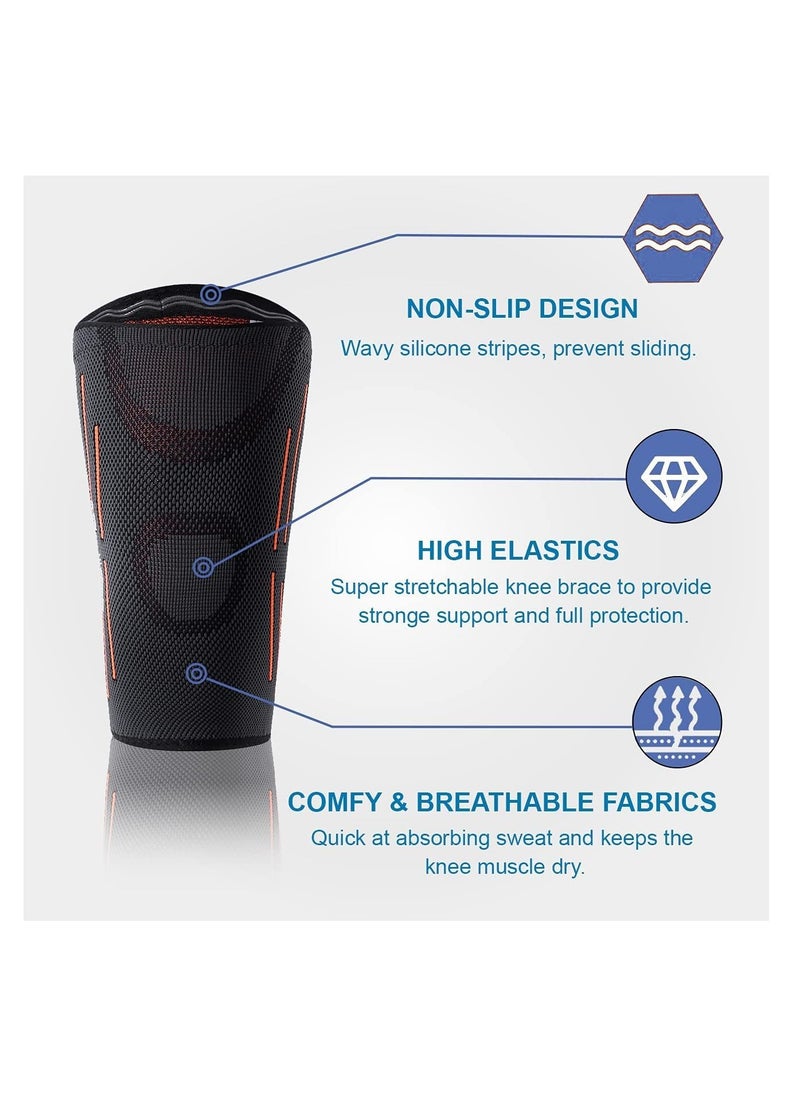 Plan A Sports Knee Brace with Elastic Compression and High Ventilation for Pain Relief, Arthritis, Ideal for Running, Weightlifting, Football, Ergonomic Design and Perfect Support During Exercise (1)  - Image 5