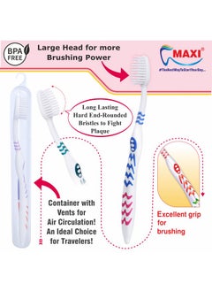 Maxi Mango Hard Toothbrush With Antibacterial Container Easy To Carry (Pack Of 4)  - Image 2
