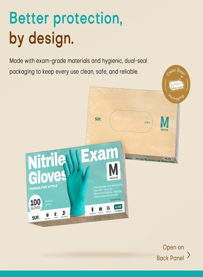 SUP Powder-Free Nitrile Gloves, 100 Count Food Safe Latex-Free Disposable Gloves for Medical Cooking Cleaning Food Prep, Teal (Medium) - Image 5