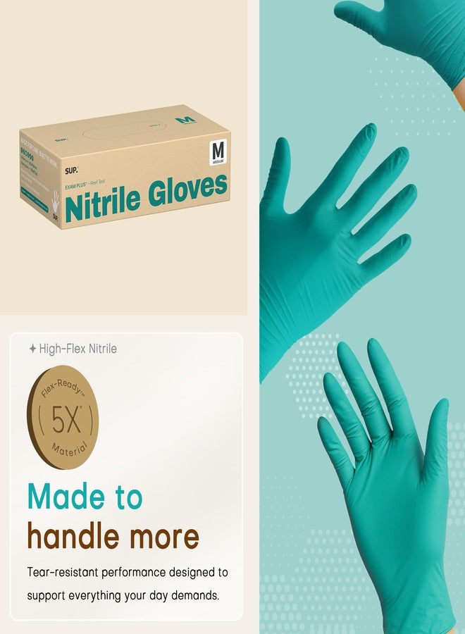 SUP Powder-Free Nitrile Gloves, 100 Count Food Safe Latex-Free Disposable Gloves for Medical Cooking Cleaning Food Prep, Teal (Medium) - Image 4