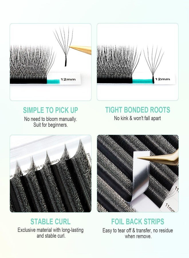 NAGARAKU 6D W Shape Eyelash Extension Supplies Natural Soft Volume 0.07mm D curl 8-15mm Mix Premade Fans Faux Mink Matte Black Cluster Easy Fanning False Lashes - Image 4