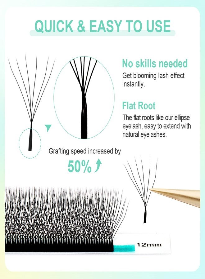 NAGARAKU 6D W Shape Eyelash Extension Supplies Natural Soft Volume 0.07mm D curl 8-15mm Mix Premade Fans Faux Mink Matte Black Cluster Easy Fanning False Lashes - Image 3