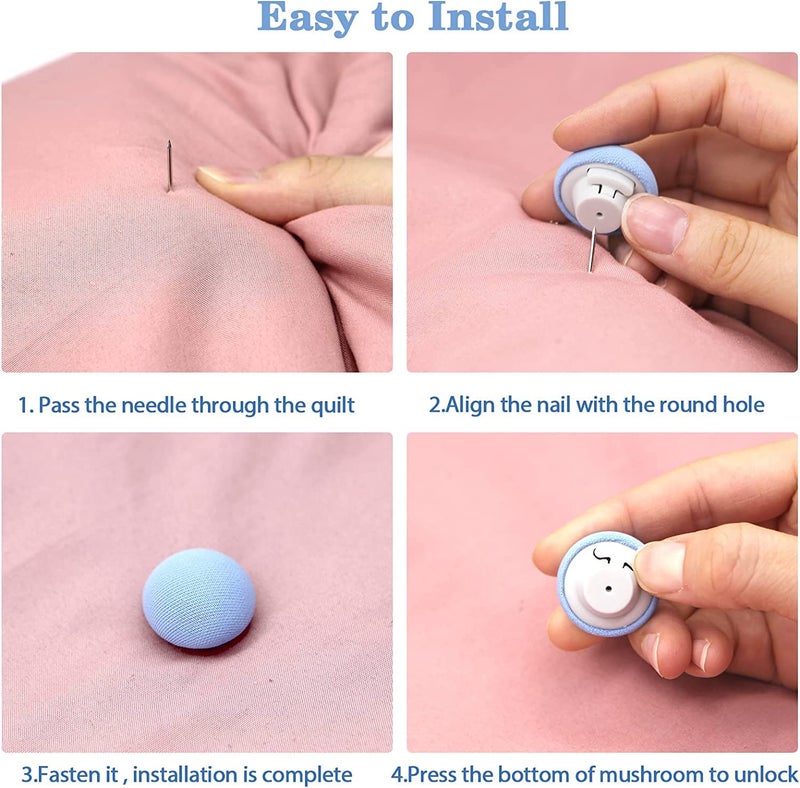 PLENARO PLENARO Quilt Fixing Clips Duvet Cover ClipsMushroom Round Fixing Clips with OneKey Unlock for Blanket Bed Sheet Curtain Socks Mattress Covers Blue Pack of 4  - Image 4