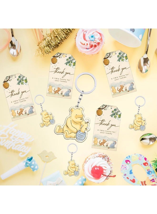 Xendelow 60 Pcs Winnie Baby Shower Set, 20 The Pooh Acrylic Keychains with 20 Thank You Tags 20 Organza Bags, Winnie Party Decorations, The Pooh Acrylic KeyChains for Baby Shower Gender Reveal Party Favors - Image 5