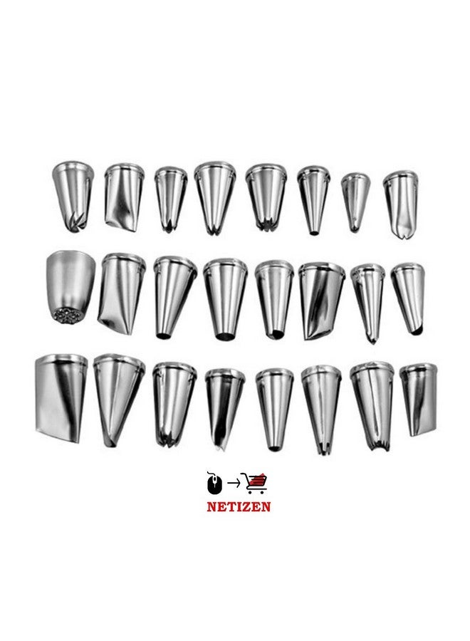 Netizen 24 pcs Stainless Steel Nozzles Set for Cake Decorating for Icing on cakes, cupcakes and pastry, cake nozzle set, nozzle set, cake making set, nozzle for cake etc - Image 4