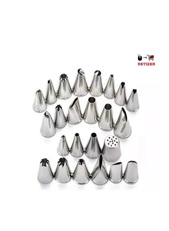 Netizen 24 pcs Stainless Steel Nozzles Set for Cake Decorating for Icing on cakes, cupcakes and pastry, cake nozzle set, nozzle set, cake making set, nozzle for cake etc - Image 2