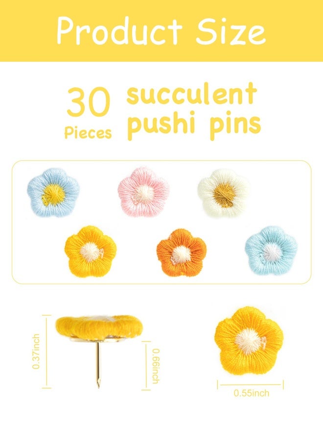 30 قطعة من دبابيس التثبيت المزخرفة على شكل زهور، دبابيس تثبيت مزخرفة على شكل زهور للوحات الفلين، مناسبة لجدران الصور، والجدران المميزة، والسبورات البيضاء، ولوحات الفلين، والخرائط، ولوحات الإعلانات، والمكاتب أو المنازل - Image 2