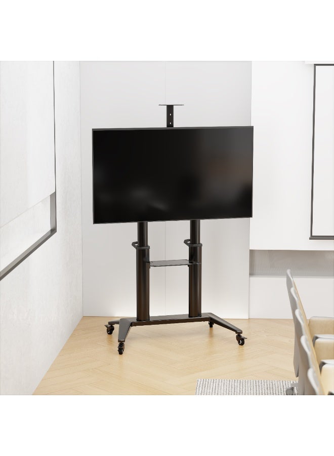 سكيل تك عربة تلفزيون متنقلة فائقة الحداثة SH 1900 120 لشاشات 70-120 بوصة، VESA 1000x600 مم، أقصى حمولة 140 كجم - حامل تلفزيون متحرك عالي التحمل مع ارتفاع قابل للتعديل، أسود - Image 3