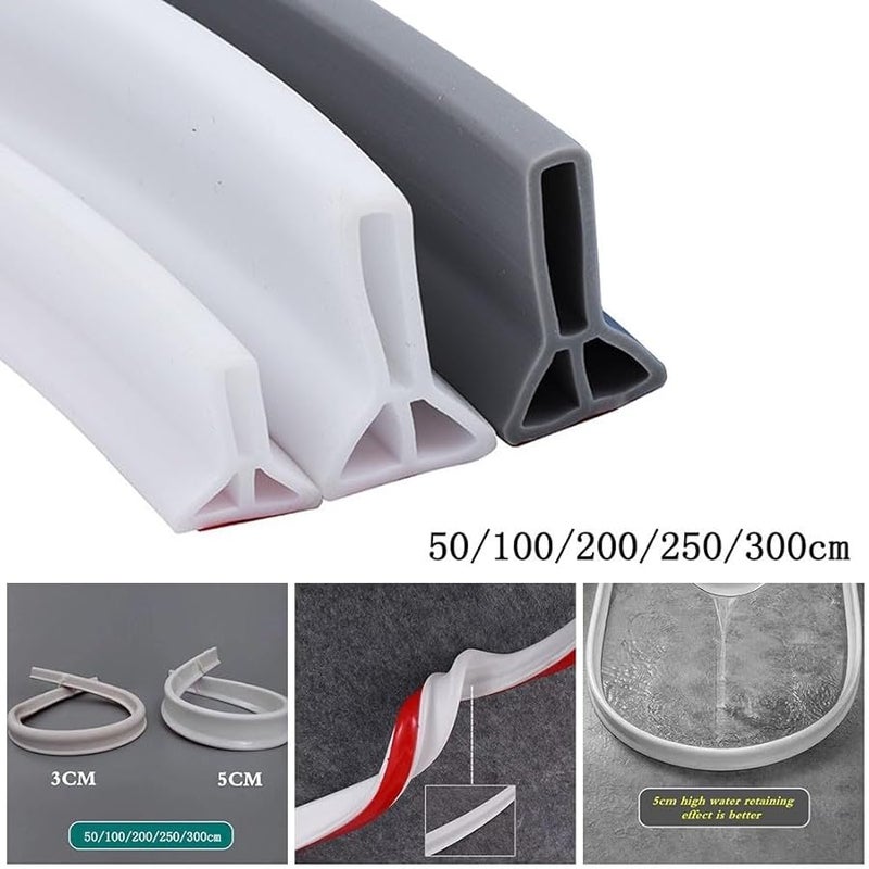White Grey Silicone Shower Barrier Water Retention System 5cm Height 50cm Length - Image 5