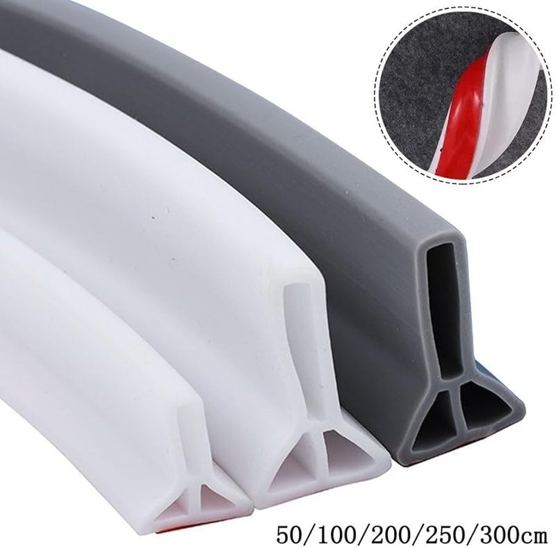 White Grey Silicone Shower Barrier Water Retention System 5cm Height 50cm Length - Image 3