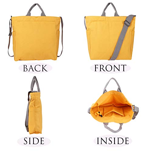 Sangra Women's Canvas Tote Handbag - Casual Shoulder & Crossbody Work Sling Bag (Golden Yellow) - Image 3