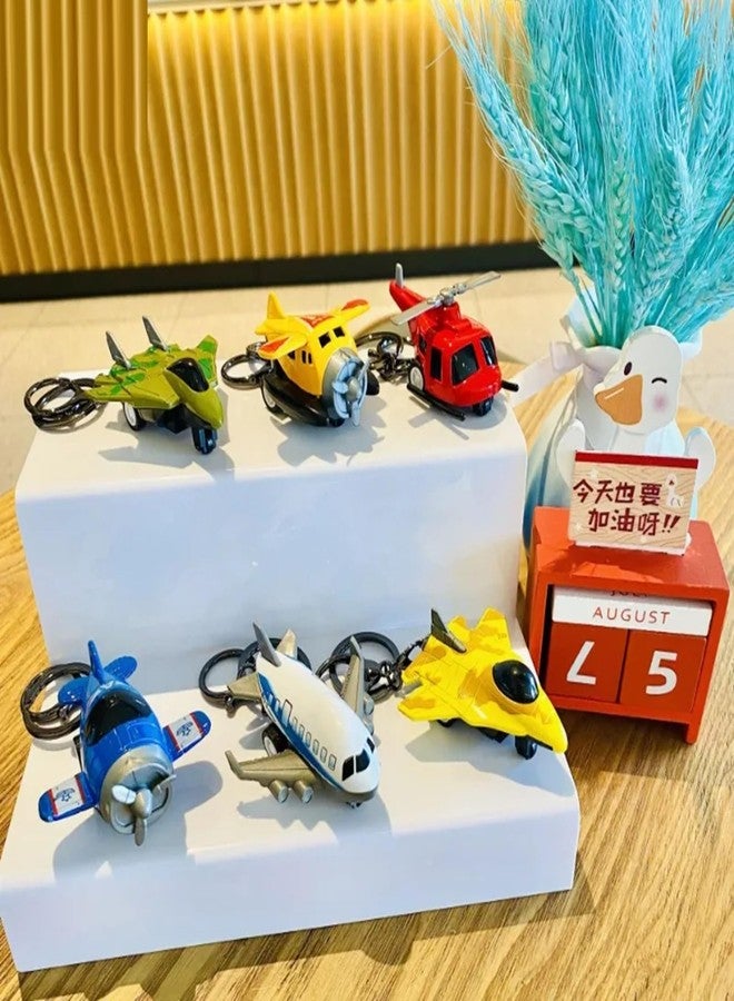 AUGEN Push & Go Metal Toy Car Bike Scooter Plane with Key Hook Keychain Showpice for Kids & Adults (Plane|Yellow) - Image 3