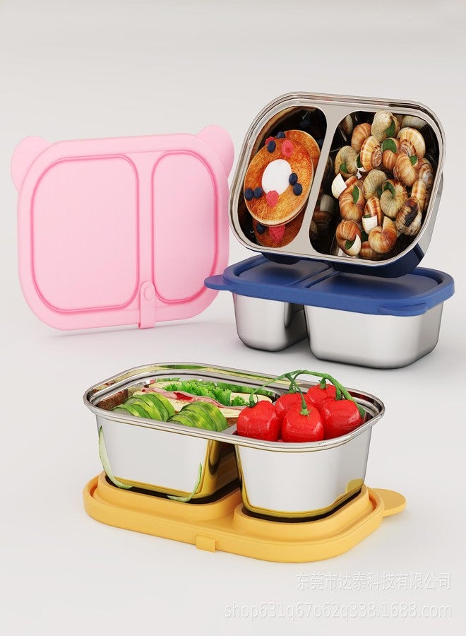 SADMAX Stainless Steel Lunch Box with Silicone Lid | 2 Compartment Leakproof Meal Prep Container | Reusable Food Storage Box for Office, School, Travel & Picnic | Eco-Friendly Bento Box - Image 2