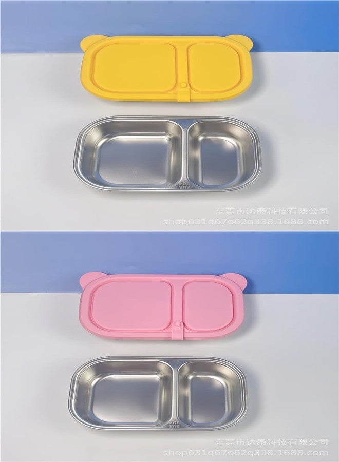 SADMAX Stainless Steel Lunch Box with Silicone Lid | 2 Compartment Leakproof Meal Prep Container | Reusable Food Storage Box for Office, School, Travel & Picnic | Eco-Friendly Bento Box - Image 3