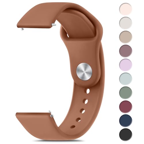 Tobfit Straps for Amazfit Bip/Bip 3/Bip 3 Pro/Bip/Bip U/Bip U Pro Watch Strap, 20mm Silicone Breathable Replacement Strap for Amazfit GTR 42mm/ GTS 2 Mini/2/2e/3/4/4 Mini - Brown - Image 1