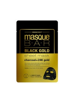 masque Bar masque BAR Black Gold Sheet Mask with 24k Gold Charcoal Powder and Bamboo  Enriched Pore Refiner to Brighten Skin  Made in Korea 