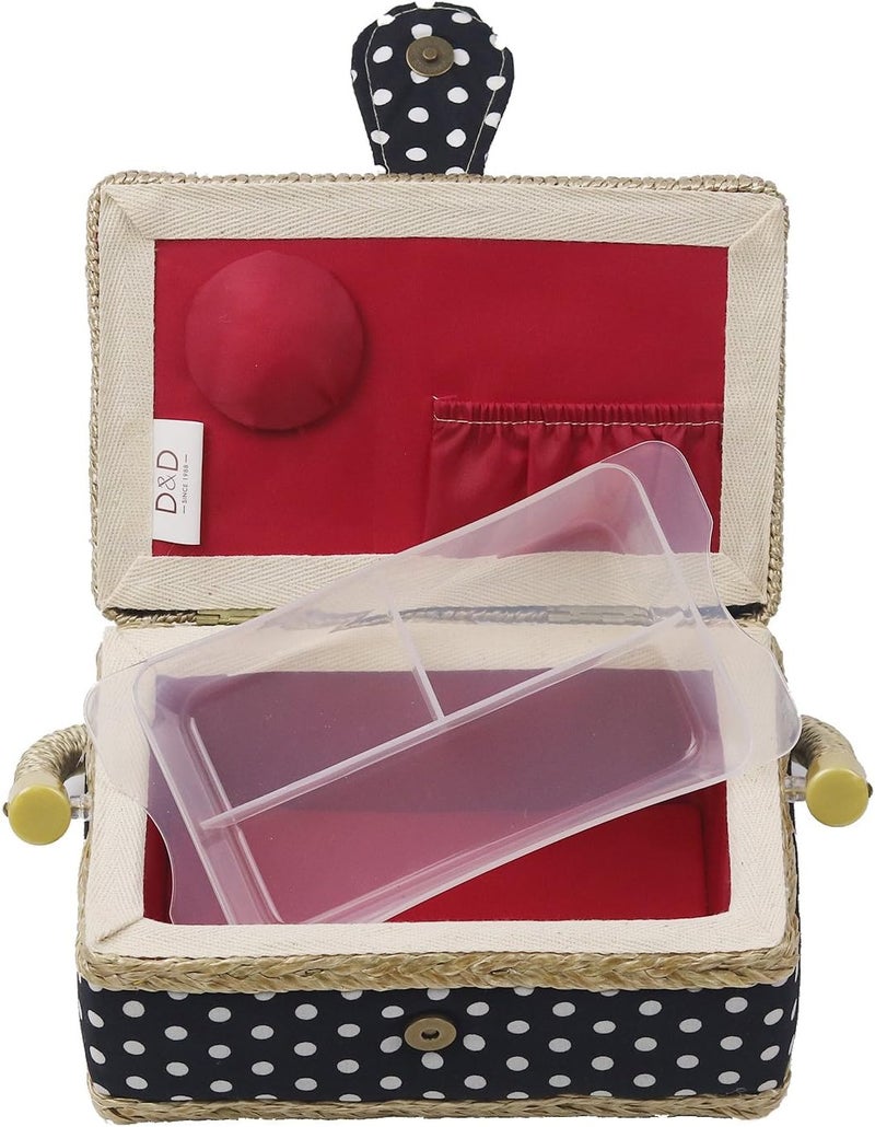 DD Sewing Basket Kit Sewing Box with Mini Sewing Accessories for Kids, Small (Black Polka Dot) - Image 4