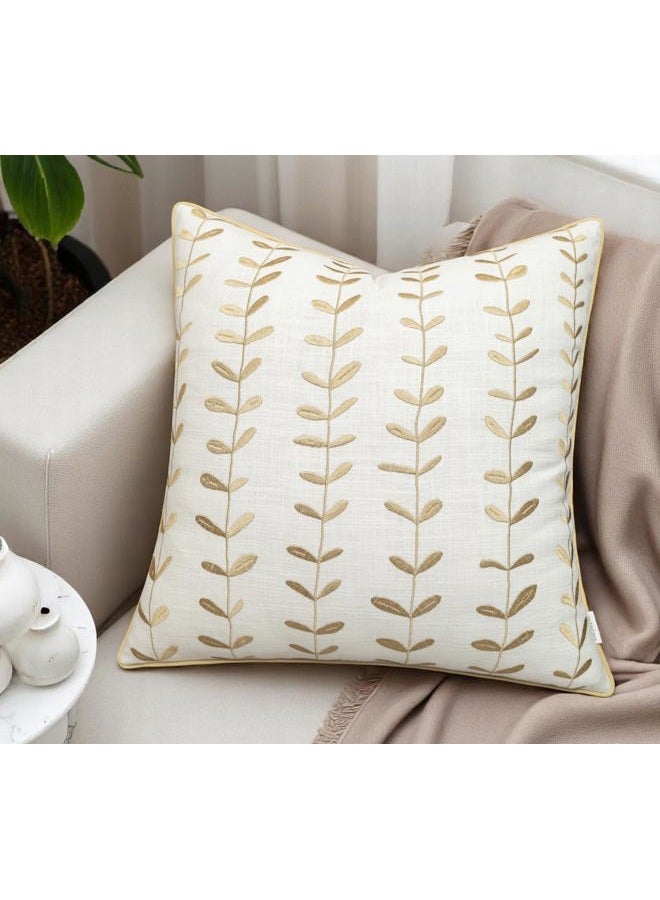 VAGMINE Embroidered Linen Square Decorative Accent Throw Pillow Cover - for Master Bedroom, New Home, Anniversary, Farmhouse, Couch, Sofa - Lollipop-Ivory, 20x20 Inches - Image 4
