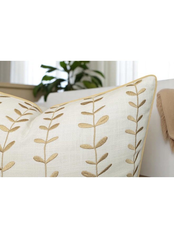 VAGMINE Embroidered Linen Square Decorative Accent Throw Pillow Cover - for Master Bedroom, New Home, Anniversary, Farmhouse, Couch, Sofa - Lollipop-Ivory, 20x20 Inches - Image 2