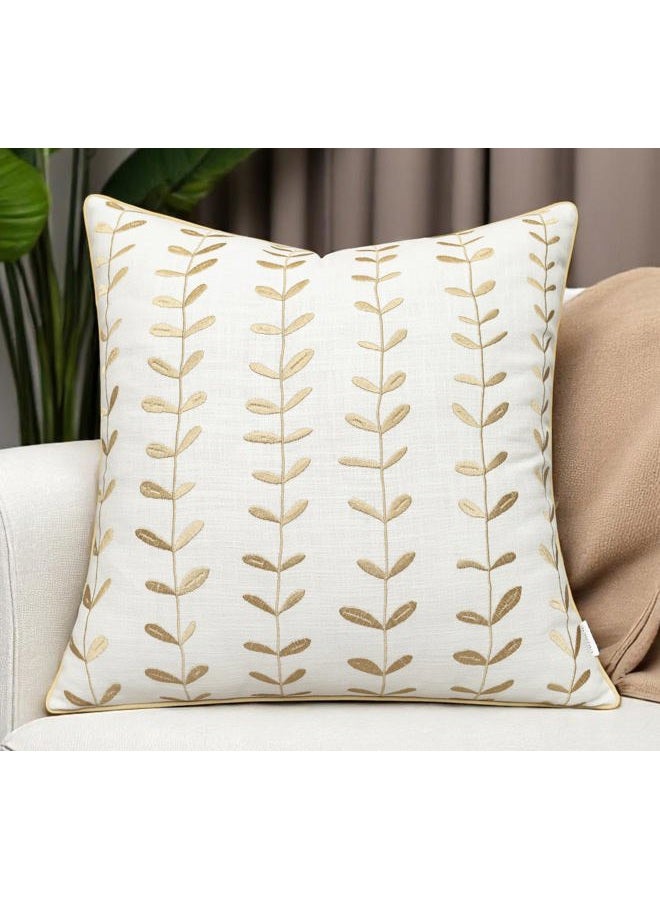 VAGMINE Embroidered Linen Square Decorative Accent Throw Pillow Cover - for Master Bedroom, New Home, Anniversary, Farmhouse, Couch, Sofa - Lollipop-Ivory, 20x20 Inches - Image 1