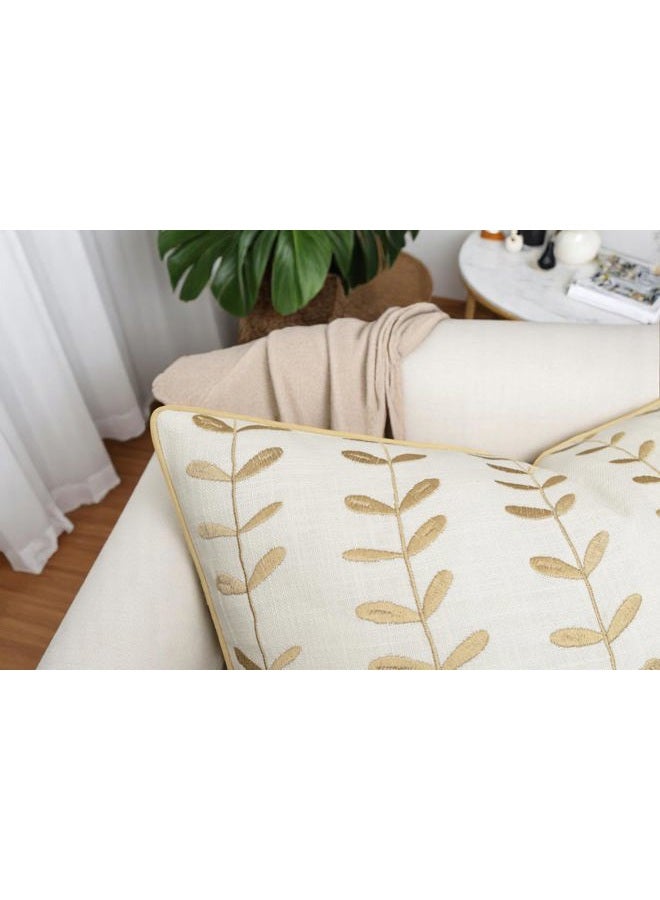 VAGMINE Embroidered Linen Square Decorative Accent Throw Pillow Cover - for Master Bedroom, New Home, Anniversary, Farmhouse, Couch, Sofa - Lollipop-Ivory, 20x20 Inches - Image 3