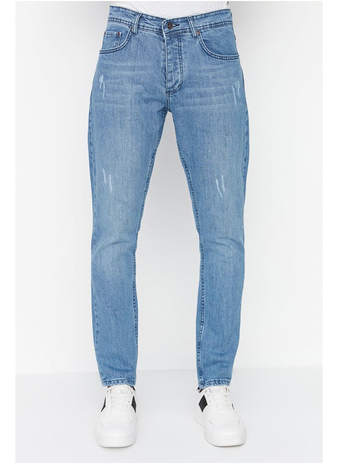 trendyol - Light Blue Stretchy Fabric Rake Destroyed Slim Fit Jeans Denim Trousers TMNSS21JE0067 - Image 1