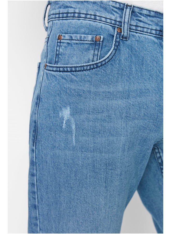 trendyol - Light Blue Stretchy Fabric Rake Destroyed Slim Fit Jeans Denim Trousers TMNSS21JE0067 - Image 1