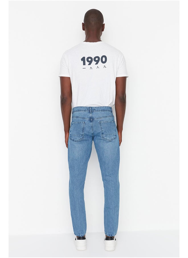 trendyol - Light Blue Stretchy Fabric Rake Destroyed Slim Fit Jeans Denim Trousers TMNSS21JE0067 - Image 1