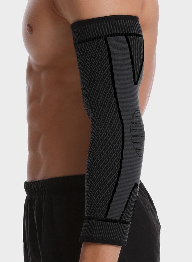 Hanayo 2 Pcs Elbow Brace High-elastic Fabric Elbow Strap Breathable Elbow Brace Arm Sleeve for Outdoor Running Basketball Cycling Fitness(Black+Grey,XL) - Image 3