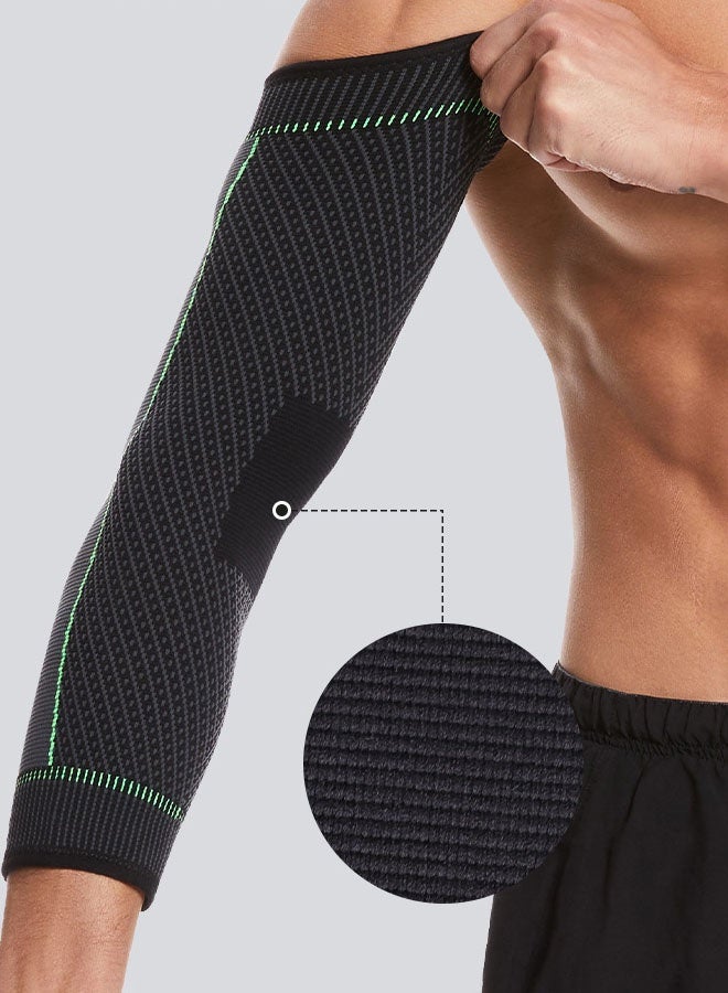 Hanayo 2 Pcs Elbow Brace High-elastic Fabric Elbow Strap Breathable Elbow Brace Arm Sleeve for Outdoor Running Basketball Cycling Fitness(Black+Grey,XL) - Image 4