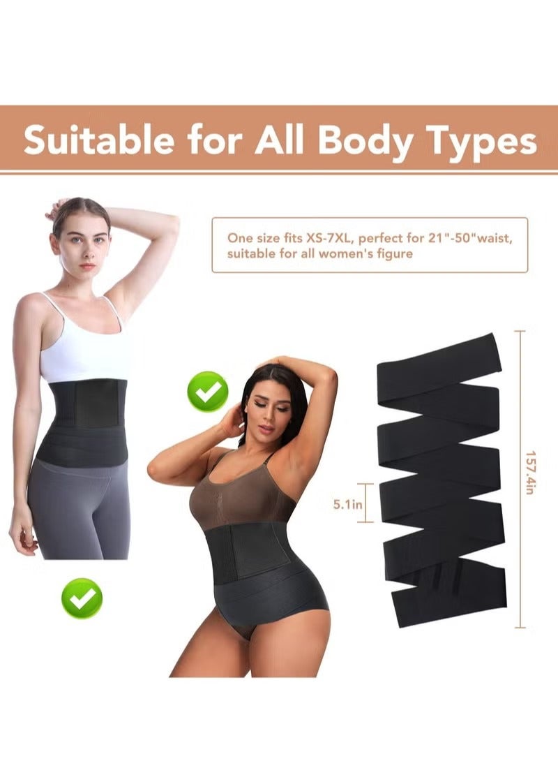 Waist Trainer, Women'S Wrapped Abdominal Exercise Belt, Slimming Thin Shaping Belt Adjustable Fat Burning Girdle (Black) - Image 5