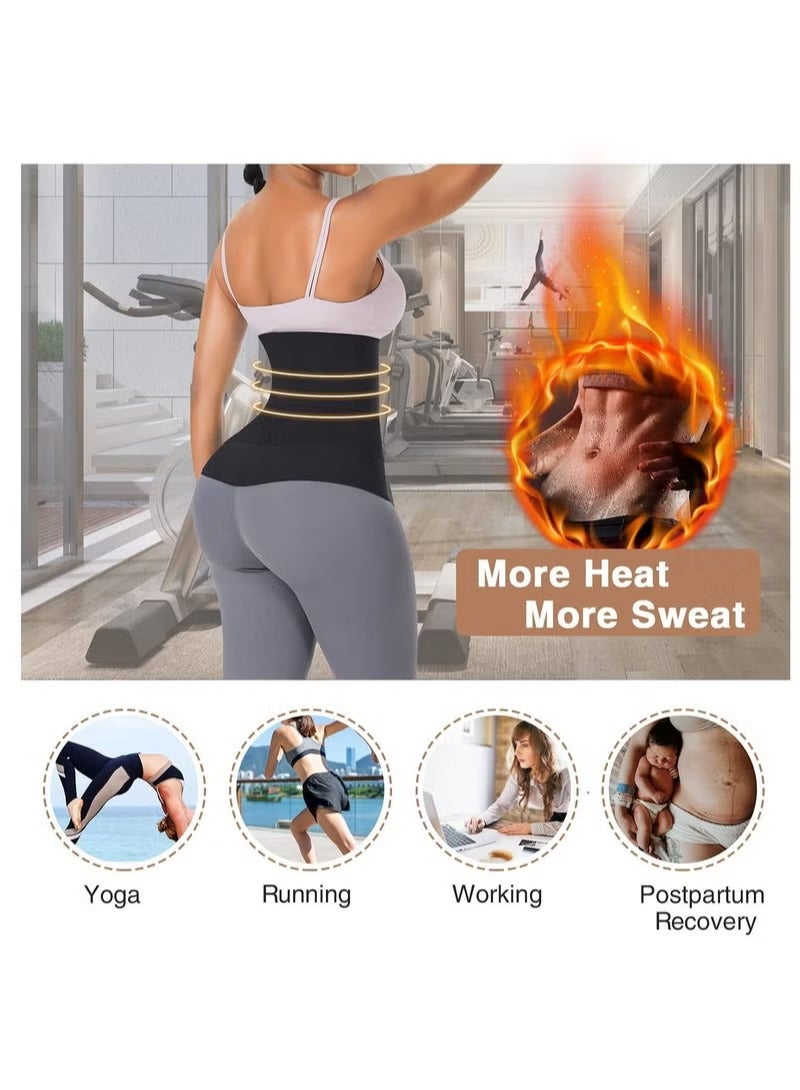 Waist Trainer, Women'S Wrapped Abdominal Exercise Belt, Slimming Thin Shaping Belt Adjustable Fat Burning Girdle (Black) - Image 2