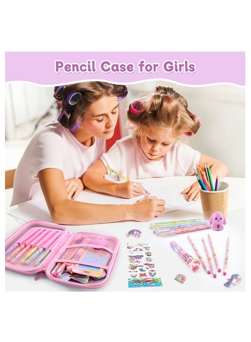 حقيبة أقلام على شكل وحيد القرن، مجموعة أدوات مكتبية لطيفة للبنات، حقيبة تخزين كبيرة للأقلام والأدوات المدرسية مصنوعة من مادة EVA ثلاثية الأبعاد، هدية مثالية للمدرسة، لون وردي - Image 5