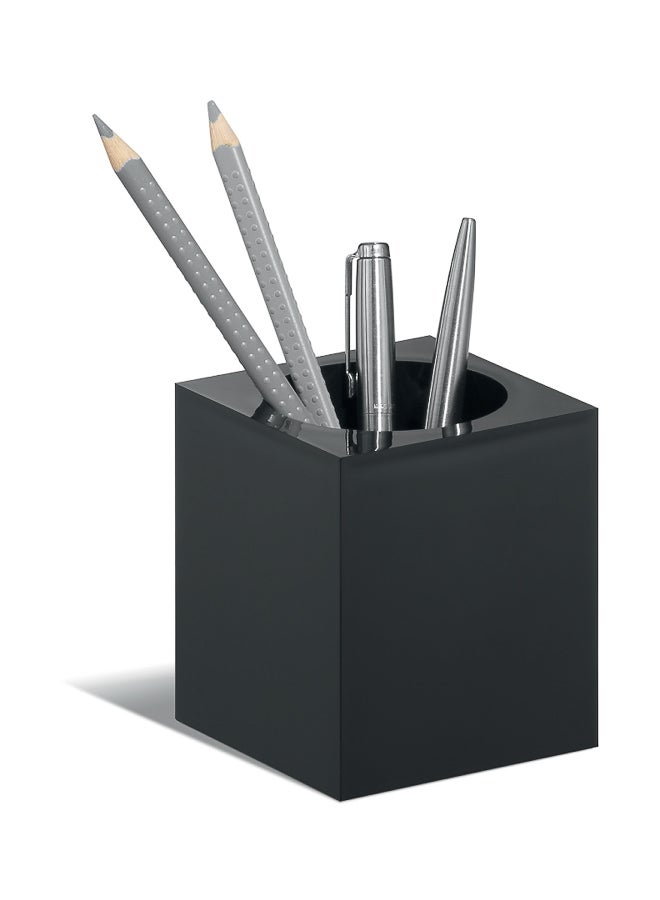 Durable Plastic Desk Pen Holder, Black, Organizer for Home Office - Image 1