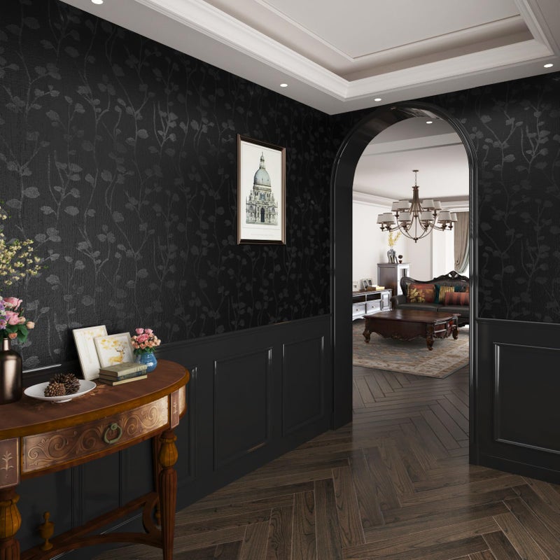 WESTICK Black Rose Wallpaper Textured Black Floral Contact Paper Vintage Bedroom Accent Wallpaper Removable Renter Friendly Silk Wallpapers for Bathroom Walls Cabinets Drawers Living Room 158 x 78 - Image 2