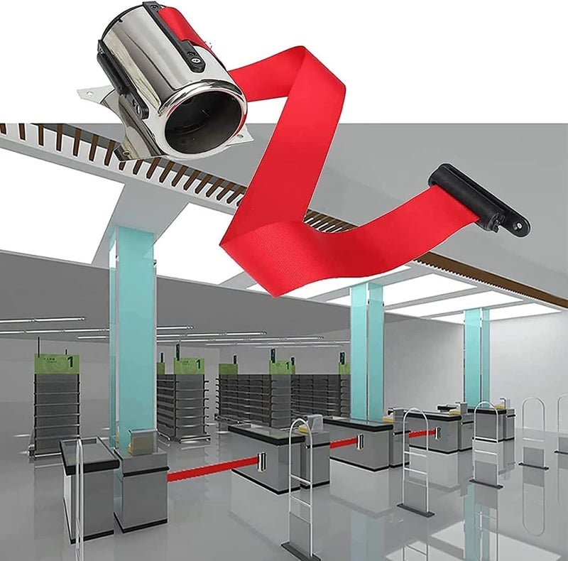 Retractable Door Barrier Wall Mount Retractable Barrier Belt 2/3/5m Stainless Steel Queue Ribbon for Outdoor Parking Hotels Retractable for Party Supplies(2m) - Image 2