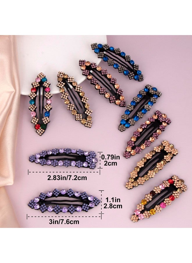OIIKI Rhinestone Snap Hair Clips For Women 10Pcs Sparkly Glitter Crystal Hair Clips Barrettes Bling Diamond Fancy Hair Snap Clips Hairpins For Girls Wedding Decorative Hair Accessories - Image 2