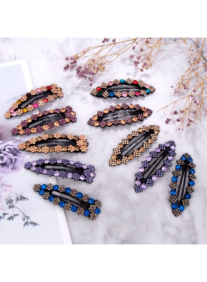 OIIKI Rhinestone Snap Hair Clips For Women 10Pcs Sparkly Glitter Crystal Hair Clips Barrettes Bling Diamond Fancy Hair Snap Clips Hairpins For Girls Wedding Decorative Hair Accessories - Image 3