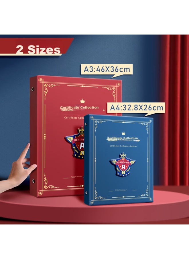 Shuxing A3 ألبوم شهادات للأولاد والبنات، منظم محفظة A4، مجلد ملفات طالب المدرسة الابتدائية، ألبوم صور الأطفال، حقيبة جمع، صندوق تخزين للأعمال، كتاب قابل للعرض - Image 3
