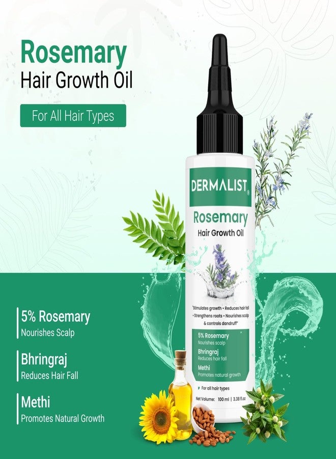 Dermalist Rosemary Hair Growth Oil with Rosemary & Bhringraj Extract | Reduces Hair Fall & Strengthens Hair | Promotes Hair Growth | Non-Sticky Hair Oil for Men & Women – 100 ml - Image 3