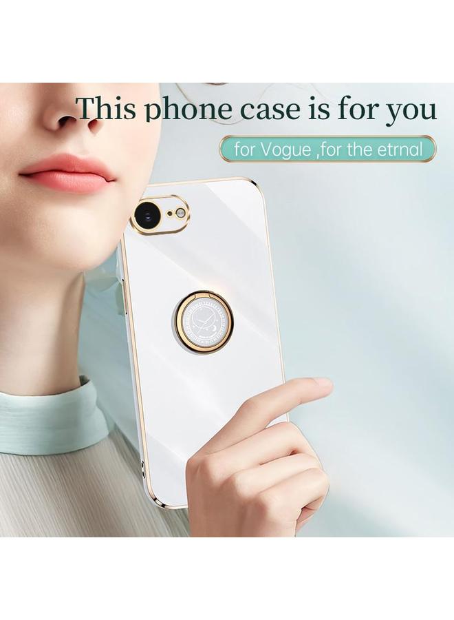 شين لي تونج جراب لهاتف iPhone 16e بحافة مستقيمة 6D مطلي بالكهرباء من مادة TPU مع حامل حلقي - Image 2