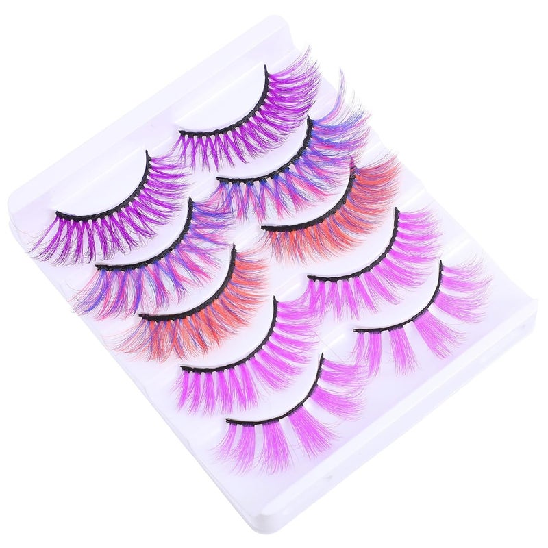 Healeved 10pcs 3d Colorful False Eyelashes Long Dramatic Makeup Lashes Pack for Women Stage and Party Use - Image 1