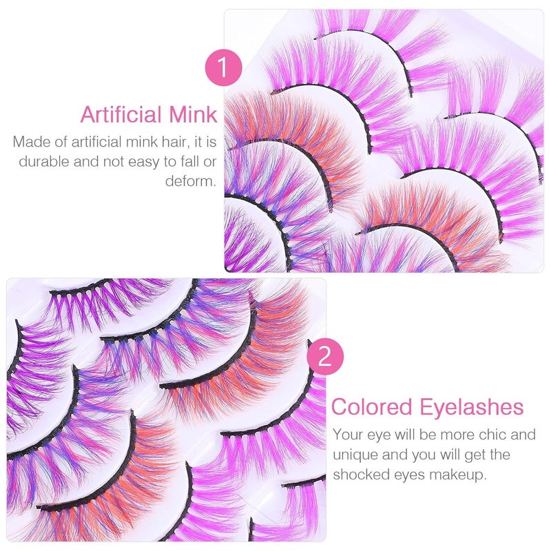 Healeved 10pcs 3d Colorful False Eyelashes Long Dramatic Makeup Lashes Pack for Women Stage and Party Use - Image 5