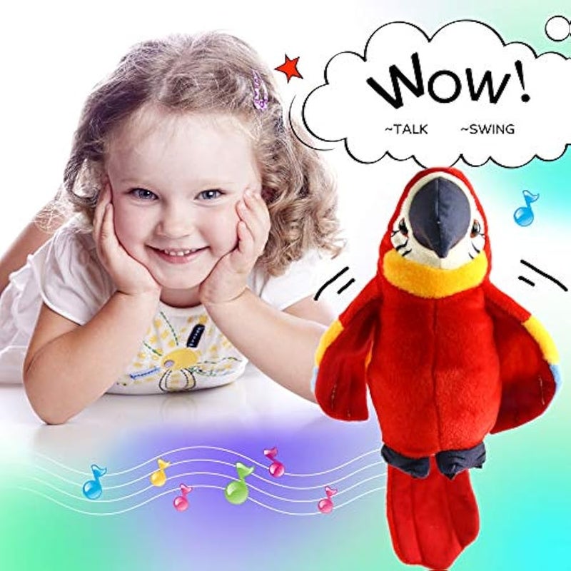 (Red) - Speaking Parrot Record Repeats Electronic Bird Talking Pet Stuffed Animal Waving Wings Plush Toy Interactive Animated Kids Gift, 23cm (Red) - Image 4