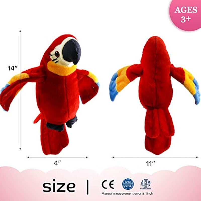 (Red) - Speaking Parrot Record Repeats Electronic Bird Talking Pet Stuffed Animal Waving Wings Plush Toy Interactive Animated Kids Gift, 23cm (Red) - Image 5