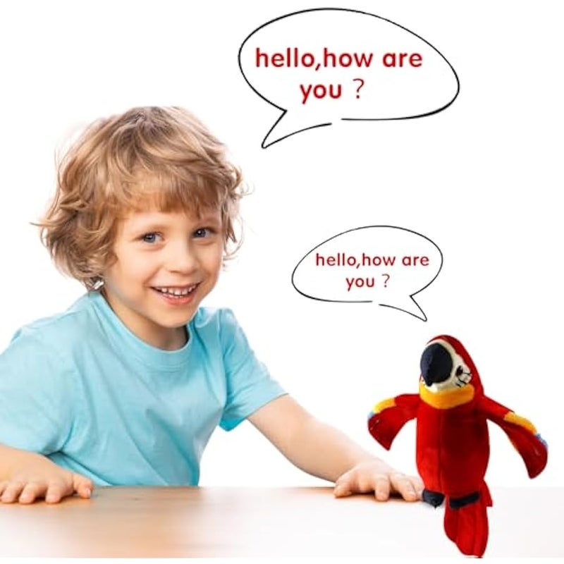 (Red) - Speaking Parrot Record Repeats Electronic Bird Talking Pet Stuffed Animal Waving Wings Plush Toy Interactive Animated Kids Gift, 23cm (Red) - Image 3